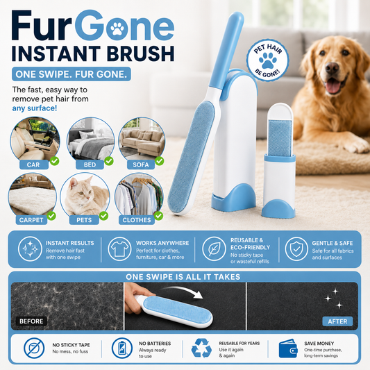 FurGone Self-Cleaning Pet Hair Remover - Portable & Efficient - Mud Free Pets