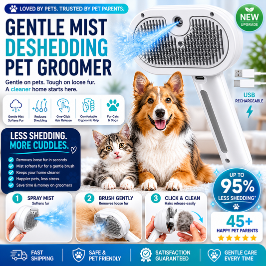 Gentle Mist Deshedding Pet Groomer - Mud Free Pets